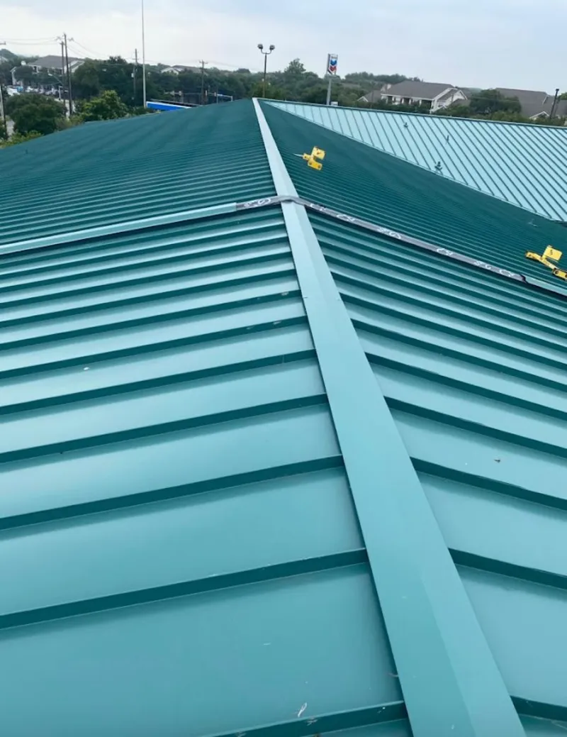 Green commercial metal roof ridge and valley for Metal Roof Repair in Stokesdale
